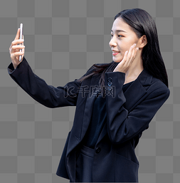 手机行业logo图片_职场女性拿手机自拍