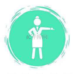 女商人图标图片_绿色圆圈标志或头像与穿着办公室