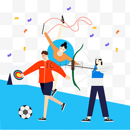 卡通足球运动员插画图片_韩国运动加油体育项目运动展示