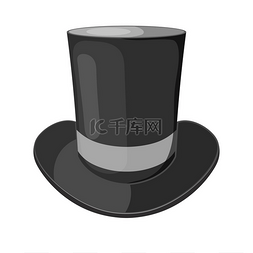 丝绸黑色图片_白色背景上黑色圆筒帽的矢量卡通