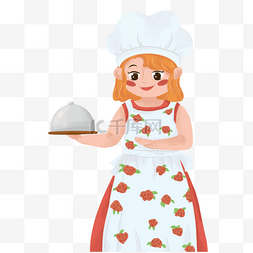 女厨师烹饪食物卡通可爱形象
