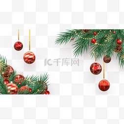 圣诞节彩色球悬挂树枝装扮
