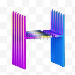 卡通数字创意图片_3d霓虹卡通字母h