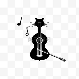 大提琴黑色猫咪背影