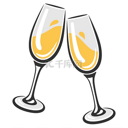 眼镜的例证用白葡萄酒。