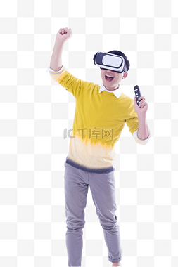 男人VR体验虚拟眼镜科技