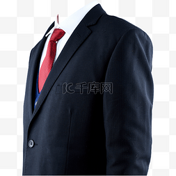 半身摄影图白衬衫黑西装红领带