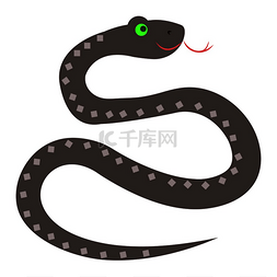 平面柜台图片_可爱有趣的黑色毒蛇与突出的舌头