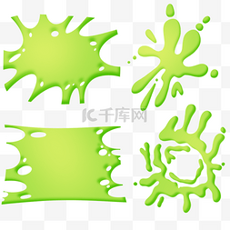 卡通三维图片_污垢粘液细菌卡通三维简单绿色黄