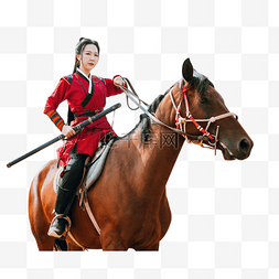 穿汉服的人物图片_武侠古风穿汉服的女侠户外骑马