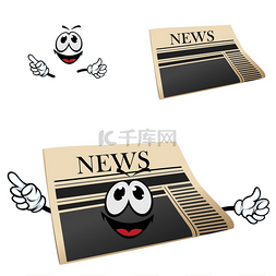 新闻页面设计图片_快乐卡通报纸人物与标题新闻和微