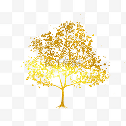 黄色树木图片_鎏金金箔剪纸植物树木