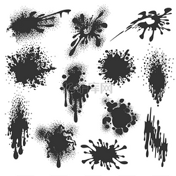 墨水滴矢量油漆斑点被隔离墨迹或