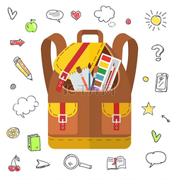 拎行李包图片_彩色书包返校教育和学习书包行李