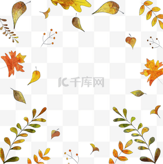 手绘水彩落叶秋天底纹