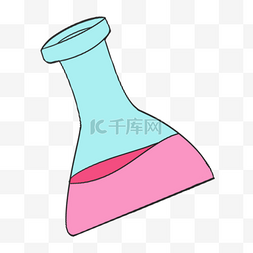 科学教育元素粉红色液体三角量杯