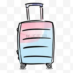 蓝色粉色简约水彩晕染旅行行李箱