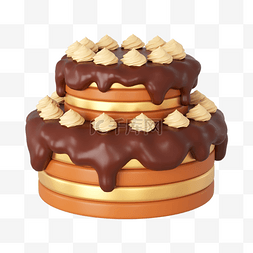 c4d生日图片_3DC4D立体巧克力双层蛋糕