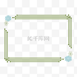 简约植物框图片_欧式花朵线条简约绿色边框