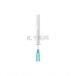 塑料注射器图片_注射针和盖子隔离的医疗工具。