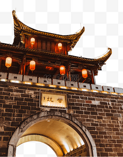 旅游夜景图片_中式古建筑古典小镇夜景