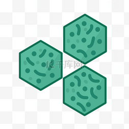绿色的细菌图片_六边形简约形状卡通病毒细菌