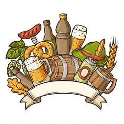 十月啤酒节图片_啤酒节或慕尼黑啤酒节的插图。