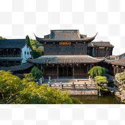 杭州西湖水彩图片_胡雪岩故居古建筑