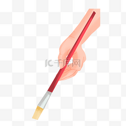 世界艺术日手持红色画笔