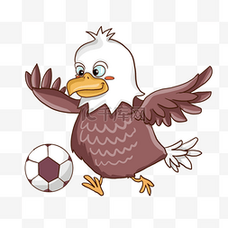 踢足球的卡通图片_卡通白头鹰踢足球运动形象