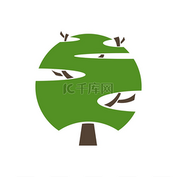 标志设计绿叶图片_公园和花园树图标与圆形绿叶、自
