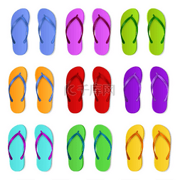 彩色的拖鞋图片_逼真的彩色拖鞋。
