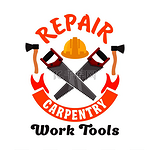 修理和木工作业工具标志手锯安全帽的矢量图标模板用于家庭木工代理招牌维修服务标签修理和木工作业工具图标
