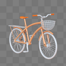 自行车交通工具图片_橙色C4D立体3D仿真自行车