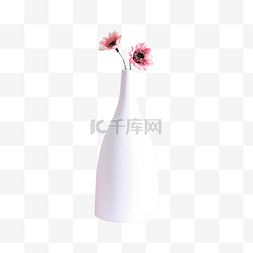 白色粉色仿真花花瓶