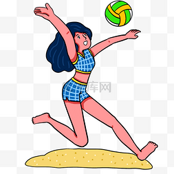 打沙滩排球图片_夏季打沙滩排球的女孩