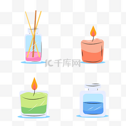 志设计图片_香薰蜡烛组合扁平风格