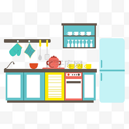 厨房商务扁平概念插画
