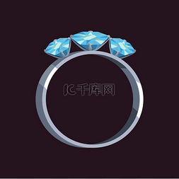 珠宝素材背景图片_深紫色背景上镶嵌三颗蓝色宝石的