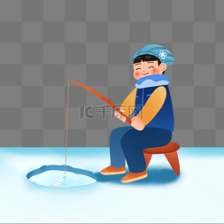 冬季活动人物图片_冬天冬季户外垂钓男孩钓鱼北极