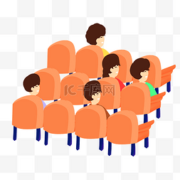 橙色的椅子图片_坐橙色座椅上的观众