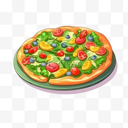 美食披萨手绘插画图片_卡通手绘餐饮美食披萨