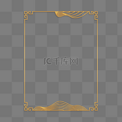 中式浮雕金色边框图片_中国风山水金色边框