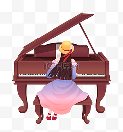 少女弹钢琴艺术生音乐