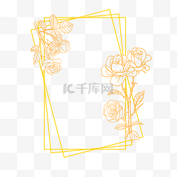 金线花卉婚礼玫瑰金色边框