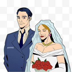 卡通怀旧人物图片_婚礼结婚人物波普艺术