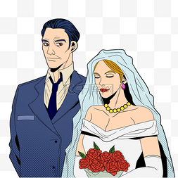 漫画西装图片_婚礼结婚人物波普艺术