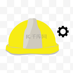 劳动标志图片_工程工具黑色齿轮和安全帽