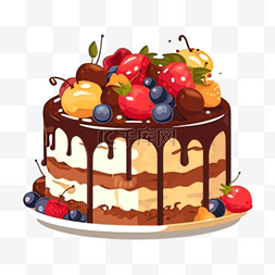 生日会拍照背景图片_卡通手绘生日蛋糕