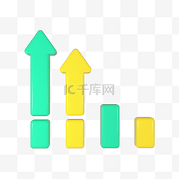 趋势统计图片_3d黄色箭头柱状图